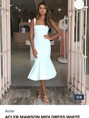 Acler White Square-Neck Mermaid Maxi Dress